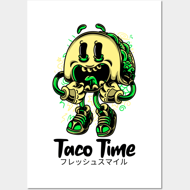 Taco Time Face Fun Food Wall Art by BradleyHeal